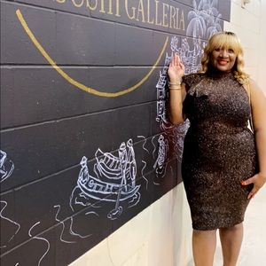 Dark Brown and Gold Party Dress